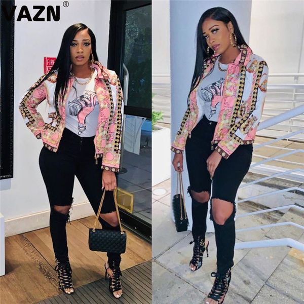 vazn autumn high street colorful print 2020 slim coat full sleeve v-neck night club moto wind sport coat, Black;brown
vazn autumn high street colorful print 2020 slim coat full sleeve v-neck night club moto wind sport coat, Black;brown