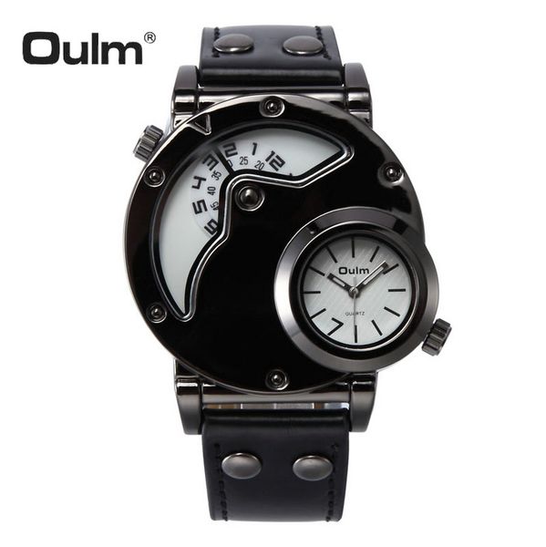 oulm vintage unique watches luxury quartz clock leather strap 2 time zone display sports wrist watch relogio masculino, Slivery;brown
oulm vintage unique watches luxury quartz clock leather strap 2 time zone display sports wrist watch relogio masculino, Slivery;brown