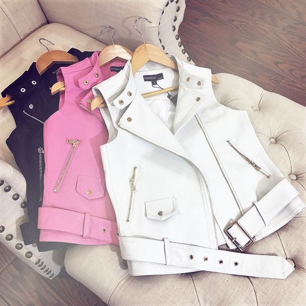 women's vests autumn zipper ladies leather jackets winter black white motorcycle vest short women pu coat
women's vests autumn zipper ladies leather jackets winter black white motorcycle vest short women pu coat