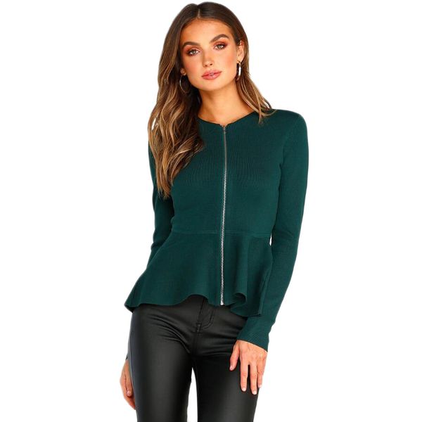 fashion ladies spring autumn zip pleated peplum jacket black round neck ruffle hem tiered layer elegant jacket slim top, Black;brown
fashion ladies spring autumn zip pleated peplum jacket black round neck ruffle hem tiered layer elegant jacket slim top, Black;brown