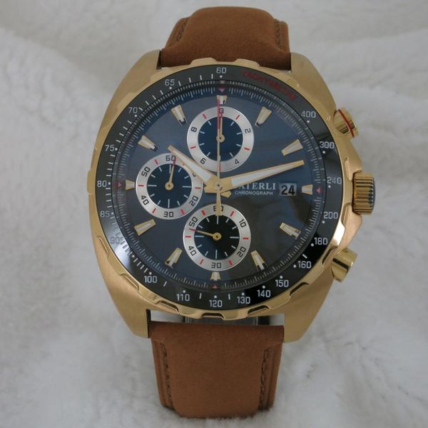 47mm gold mens quartz watch japanese vk chronograph watch ceramic bezel grey dial man wristwatch a117, Slivery;brown
47mm gold mens quartz watch japanese vk chronograph watch ceramic bezel grey dial man wristwatch a117, Slivery;brown