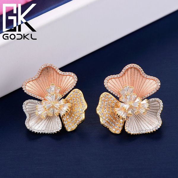 godki lucky flower blossom cubic zirconia statement stud earrings for women wedding tricolor earrings jewelry accessories 2018 t7190617, Golden;silver
godki lucky flower blossom cubic zirconia statement stud earrings for women wedding tricolor earrings jewelry accessories 2018 t7190617, Golden;silver