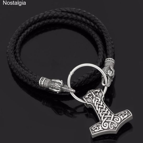 nostalgia odin mjolnir viking jewelry raven head thor hammer leather long slavic necklace wicca pagan talisman pendants, Silver
nostalgia odin mjolnir viking jewelry raven head thor hammer leather long slavic necklace wicca pagan talisman pendants, Silver