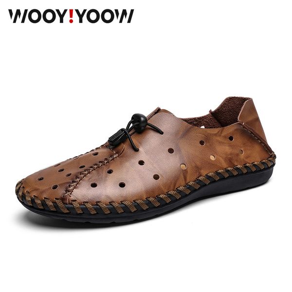 men's leather sandals cowhide casual men's shoes soft bottom summer new style breathable hole shoes, Black
men's leather sandals cowhide casual men's shoes soft bottom summer new style breathable hole shoes, Black