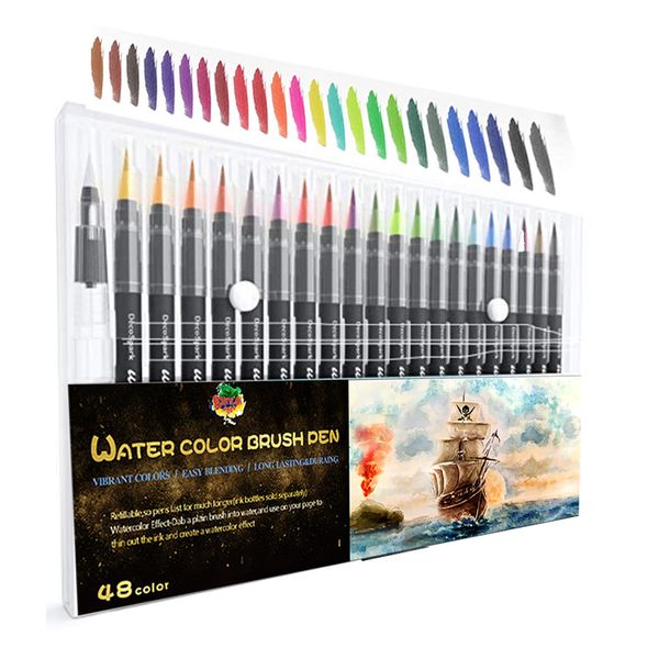 Wholesale Watercolor Brush Pens Set 24 Colors Nylon Nib Soft Tip Marker