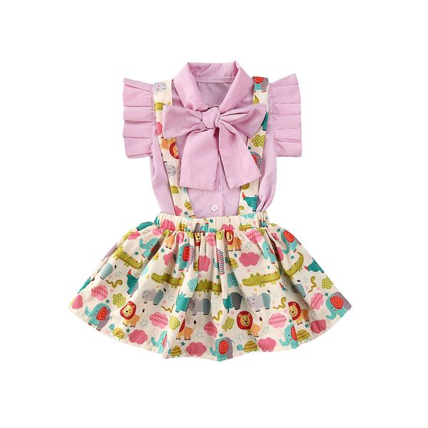 1-6y toddler kids baby girls clothes sets animal print ruffles bow t-shirt strap bib skirts set, White
1-6y toddler kids baby girls clothes sets animal print ruffles bow t-shirt strap bib skirts set, White