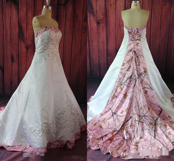 vintage pink camo sweetheart embroidery beading wedding dresses custom lace up back corset realtree country bridal gowns camouflage, White
vintage pink camo sweetheart embroidery beading wedding dresses custom lace up back corset realtree country bridal gowns camouflage, White