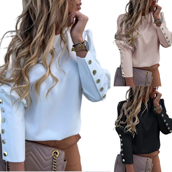 fashion casual women o-neck solid single-breasted long leeve blouse chiffon blouse shirt casual 2019#g30, White
fashion casual women o-neck solid single-breasted long leeve blouse chiffon blouse shirt casual 2019#g30, White
