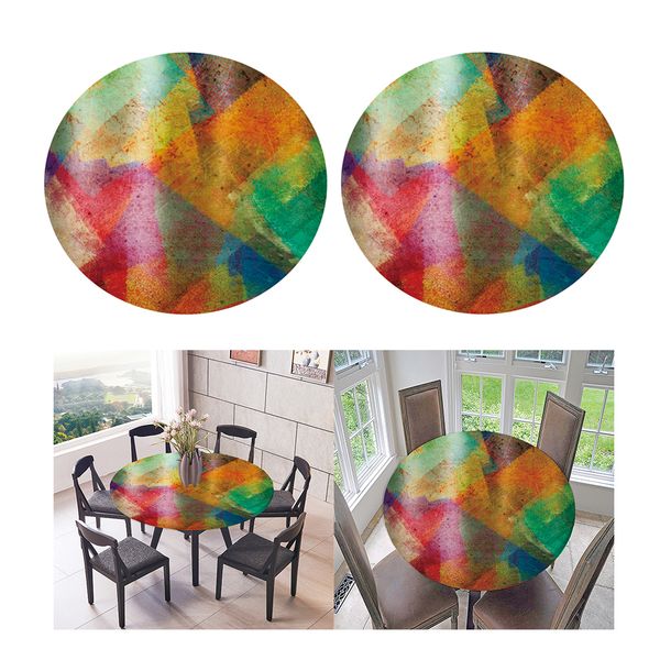 2-pack table cloth large round elastic edge fitted vinyl waterproof table cover - 47 inches diameter - colorful geometric
2-pack table cloth large round elastic edge fitted vinyl waterproof table cover - 47 inches diameter - colorful geometric