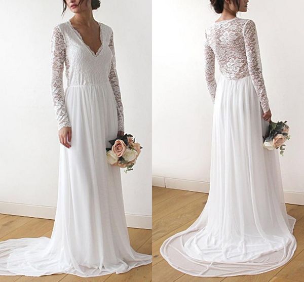 simple lace boho pregnant wedding dresses long sleeve v neck sweep train chiffon bridal gown plus size beach wedding gown
simple lace boho pregnant wedding dresses long sleeve v neck sweep train chiffon bridal gown plus size beach wedding gown