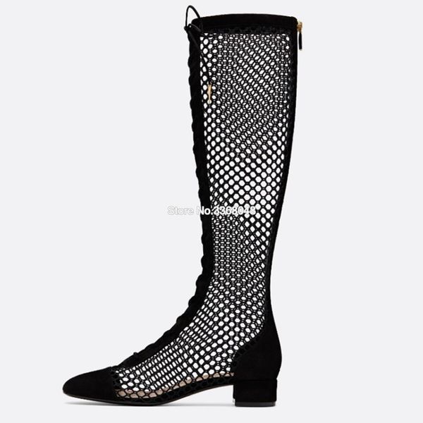 2019 fashion transparent mesh stretch fabric lace up sock boots chunky low heels pointed toe knee high woman boot black
2019 fashion transparent mesh stretch fabric lace up sock boots chunky low heels pointed toe knee high woman boot black