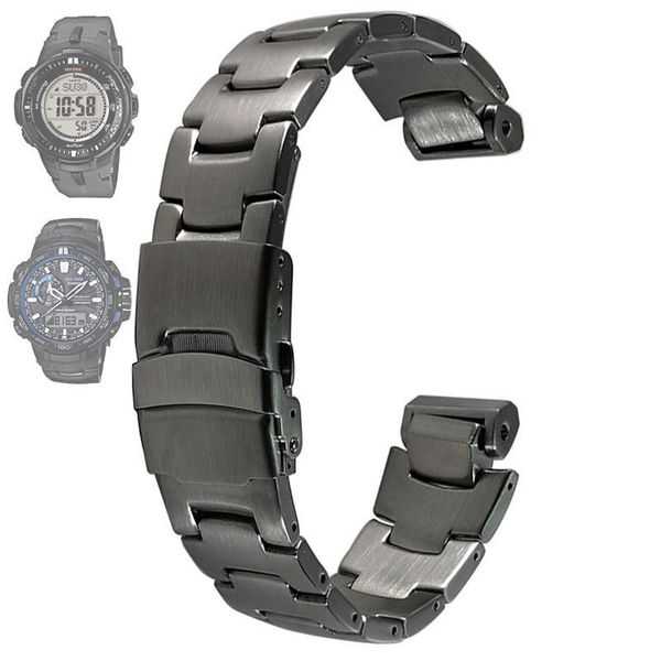 

stainless steel strap for casio prg-300/prw-6000/prw-6100/prw-3000/prw-3100 watch bands t190620, Black;brown