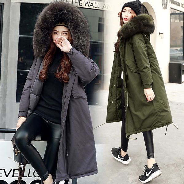 women's down jacket in the long white duck down thickening 2019 new winter fashion waist loose really fur collar women's jacket, Black
women's down jacket in the long white duck down thickening 2019 new winter fashion waist loose really fur collar women's jacket, Black