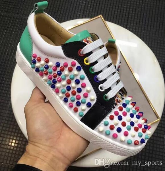 low men studded spikes casual flat red bottom luxury shoes men and women party designer sneakers lovers genuine leather 35-46, Black
low men studded spikes casual flat red bottom luxury shoes men and women party designer sneakers lovers genuine leather 35-46, Black