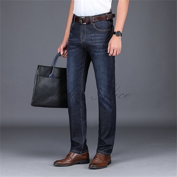 men's jeans 2021 spring / summer mid-waist straight middle-aged business quality slim elastic casual pants, Blue
men's jeans 2021 spring / summer mid-waist straight middle-aged business quality slim elastic casual pants, Blue