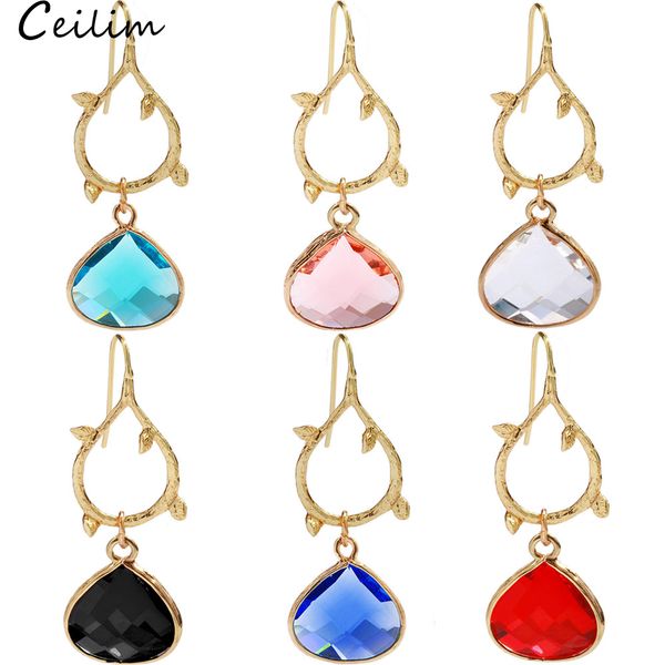 birthstone teardrop crystal earrings: trendy waterdrop design, gold leaf finish - perfect women's fashion accessory & gift, Silver
birthstone teardrop crystal earrings: trendy waterdrop design, gold leaf finish - perfect women's fashion accessory & gift, Silver