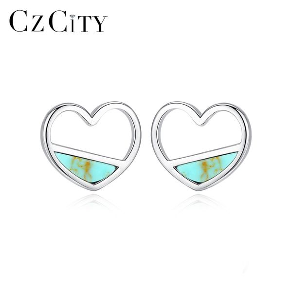 czcity real 925 sterling silver turquoise heart stud earrings for women fine jewelry brincos joyeria fina para love gifts se0407, Golden;silver
czcity real 925 sterling silver turquoise heart stud earrings for women fine jewelry brincos joyeria fina para love gifts se0407, Golden;silver