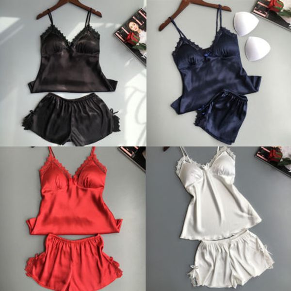 women silk satin pajama sets short sleeve sleepwear homewear nightwear robe, Black;red
women silk satin pajama sets short sleeve sleepwear homewear nightwear robe, Black;red