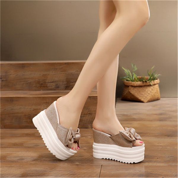 thick-soled sandals wedges with women's slippers summer new fashion wear super high-heeled sandals muffin bottom bow, Black
thick-soled sandals wedges with women's slippers summer new fashion wear super high-heeled sandals muffin bottom bow, Black