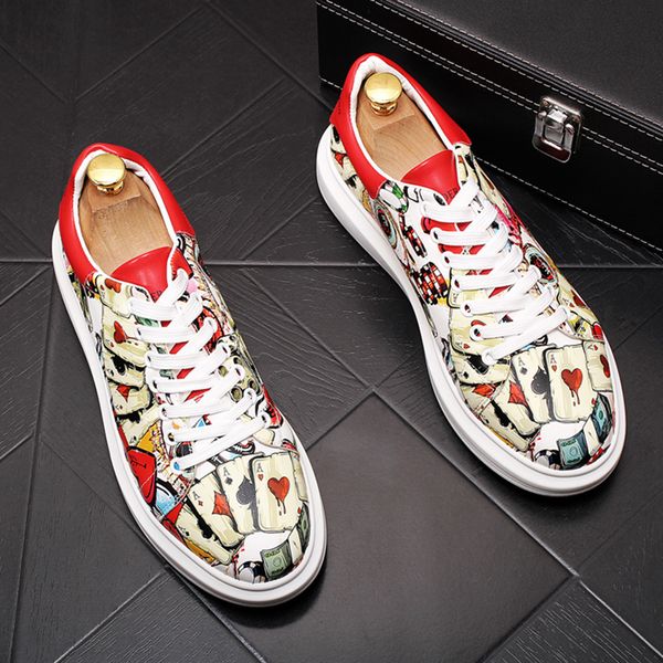 playing card design mens casual party banquet dress genuine leather shoes printing flats shoe lace-up platform sneakers footwear, Black
playing card design mens casual party banquet dress genuine leather shoes printing flats shoe lace-up platform sneakers footwear, Black