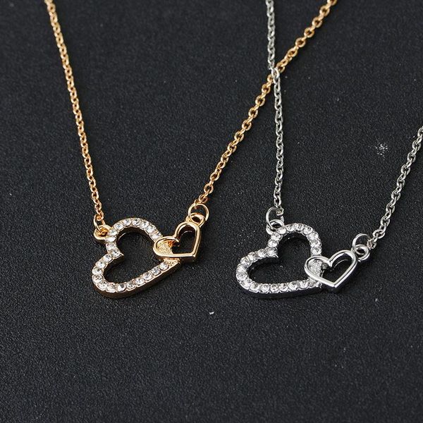 double heart pendant necklace fashion pretty jewelry gift wedding romantic cute rhinestone necklace color gold/silver chain love necklaces
double heart pendant necklace fashion pretty jewelry gift wedding romantic cute rhinestone necklace color gold/silver chain love necklaces