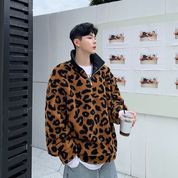 2019 japanese autumn new korean version of leopard lamb thick men's trend loose warm casual pullover, Black
2019 japanese autumn new korean version of leopard lamb thick men's trend loose warm casual pullover, Black