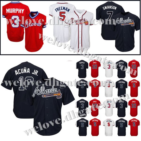 

13 Ronald Acuna Jr. Mens Atlanta Jersey Braves 5 Freddie Freeman Baseball Jerseys 10 Chipper Jones 3 Dale Murphy 7 Dansby Swanson