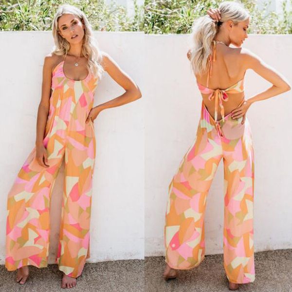 women's jumpsuits & rompers sling straps halter wide-leg printed jumpsuit explosive models, Black;white
women's jumpsuits & rompers sling straps halter wide-leg printed jumpsuit explosive models, Black;white