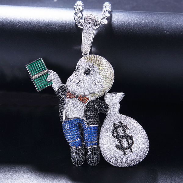 wholesale- a little boy with a dollar bill in his hand dollar pocket coloured zircon pendant for bald children, Silver
wholesale- a little boy with a dollar bill in his hand dollar pocket coloured zircon pendant for bald children, Silver
