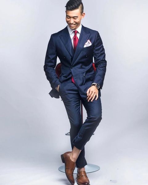 new classic design groom tuxedos double breasted blue stripe peak lapel groomsmen man suit mens wedding suits (jacket+pants+tie) 4162, Black;gray
new classic design groom tuxedos double breasted blue stripe peak lapel groomsmen man suit mens wedding suits (jacket+pants+tie) 4162, Black;gray