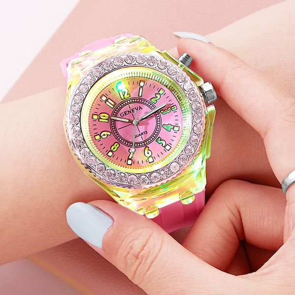 women new illuminate watch geneva led backlight crystal quartz sport waterproof wrist watches, Slivery;brown
women new illuminate watch geneva led backlight crystal quartz sport waterproof wrist watches, Slivery;brown