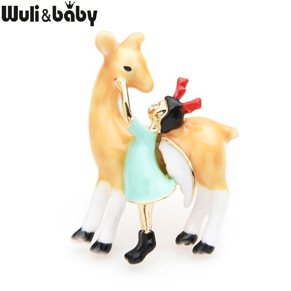 wuli&baby 3-color enamel girl and deer elk brooches women alloy animal banquet brooch pins new year gifts, Gray
wuli&baby 3-color enamel girl and deer elk brooches women alloy animal banquet brooch pins new year gifts, Gray