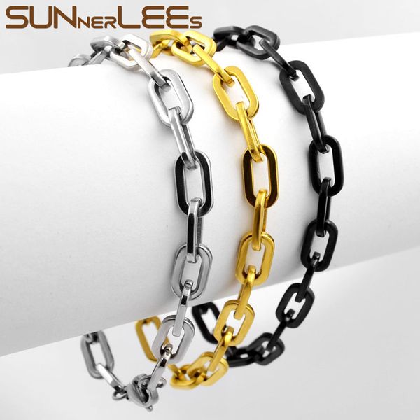 sunnerlees stainless steel bracelet high polish 6.5mm geometric link chain silver color gold plated men women gift sc96 b, Black
sunnerlees stainless steel bracelet high polish 6.5mm geometric link chain silver color gold plated men women gift sc96 b, Black