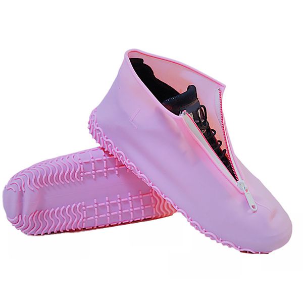 1 pair non slip rain boots reusable outdoor shoe cover protective accessories foot wear silicone elastic zipper waterproof, White;pink
1 pair non slip rain boots reusable outdoor shoe cover protective accessories foot wear silicone elastic zipper waterproof, White;pink
