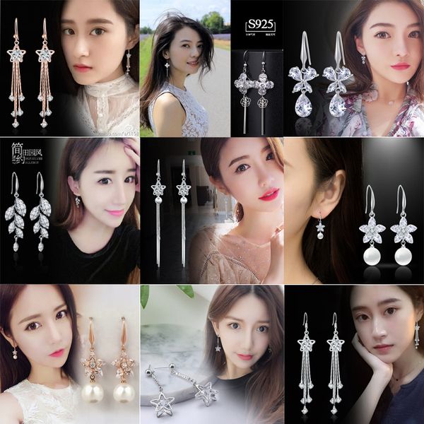 s earrings female korean elegant long simple 925 sterling silver tassel anti-allergy earrings crystal cool all-match earrings, Golden
s earrings female korean elegant long simple 925 sterling silver tassel anti-allergy earrings crystal cool all-match earrings, Golden