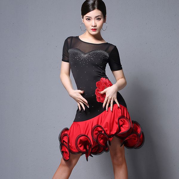 professional women's latin dance dress mesh fish bone skirt ballroom dresses dancing costumes danse salsa dresses dl4077, Black;red
professional women's latin dance dress mesh fish bone skirt ballroom dresses dancing costumes danse salsa dresses dl4077, Black;red