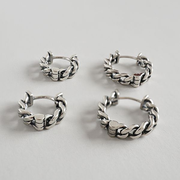 925 sterling silver earrings jewelry retro chain circle hoop earrings ancient silver color, Golden
925 sterling silver earrings jewelry retro chain circle hoop earrings ancient silver color, Golden