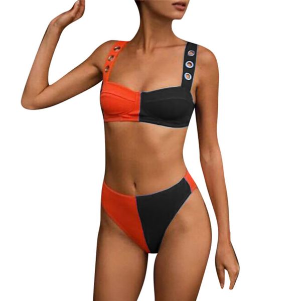 

women's pleated split bodysuit with breast pads push-up padded bra halter off shoulder backless swimsuit set beachwear 40fb20, Red;black