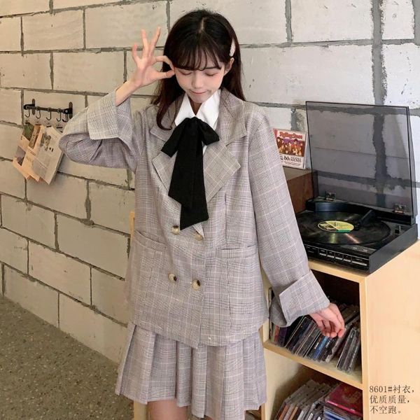 2020 spring plaid suit double-breasted coat ride white shirt high waist pleated skirt fashion network red set female, Black
2020 spring plaid suit double-breasted coat ride white shirt high waist pleated skirt fashion network red set female, Black