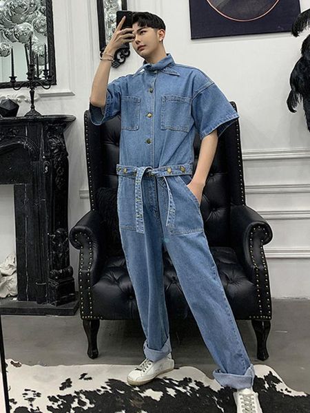 men vintage fashion streetwear hip hop casual jumpsuit jeans male short sleeve denim harem pant overalls jumpsuit, Blue
men vintage fashion streetwear hip hop casual jumpsuit jeans male short sleeve denim harem pant overalls jumpsuit, Blue