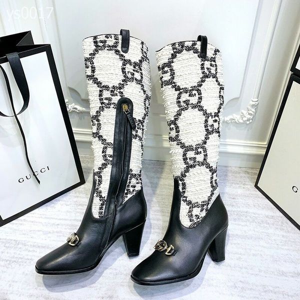 2020 autumn and winter show models knee-high custom boots high-heeled square head color matching leather knight boots, Black
2020 autumn and winter show models knee-high custom boots high-heeled square head color matching leather knight boots, Black