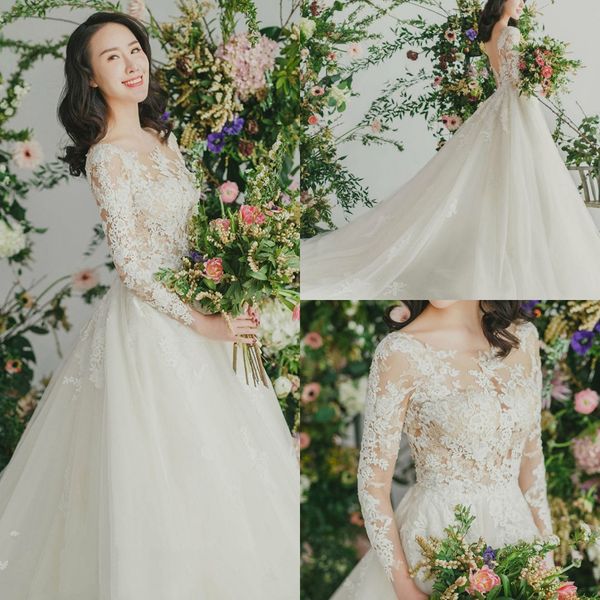 2020 modest yl ball gown elegant jewel long sleeve backless wedding dresses lace applique wedding gowns sweep train bridal gowns, White
2020 modest yl ball gown elegant jewel long sleeve backless wedding dresses lace applique wedding gowns sweep train bridal gowns, White