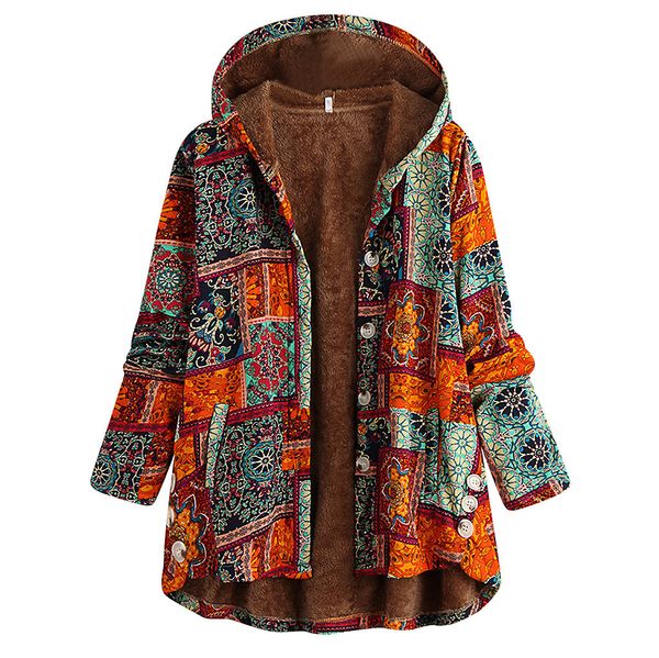 women winter coat loose floral print hooded outwear coats casual female vintage warm pockets jackets plus size casaco feminino, Black
women winter coat loose floral print hooded outwear coats casual female vintage warm pockets jackets plus size casaco feminino, Black