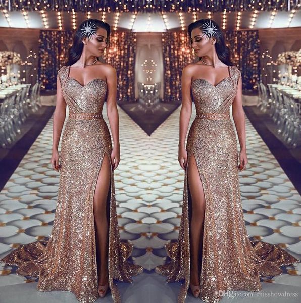 2020 one shoulder sequin mermaid evening dresses ruched split beaded waistband party gowns sweep train plus size prom dresses, Black;red
2020 one shoulder sequin mermaid evening dresses ruched split beaded waistband party gowns sweep train plus size prom dresses, Black;red
