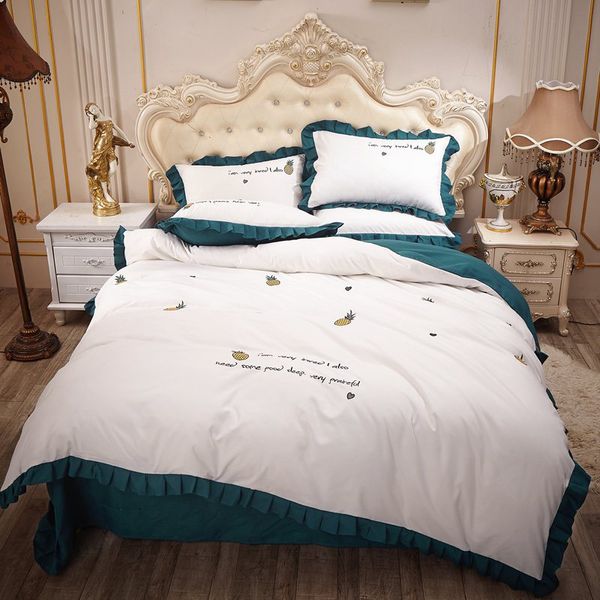 princess style embroidery ruffles bed set duvet cover bed sheet pillowcases pineapple bee daisy white pink yellow green
princess style embroidery ruffles bed set duvet cover bed sheet pillowcases pineapple bee daisy white pink yellow green
