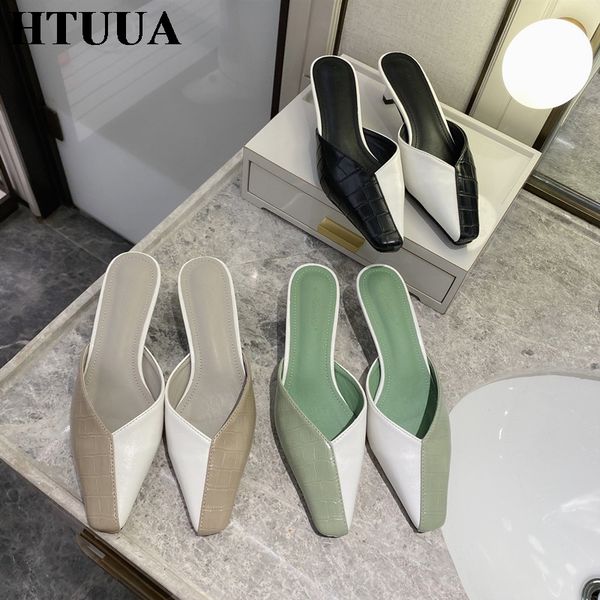 htuua women mules slippers 2020 new thin high heel slides ladies elegant slip on sandal outside dress mule shoes sx3819, Black
htuua women mules slippers 2020 new thin high heel slides ladies elegant slip on sandal outside dress mule shoes sx3819, Black