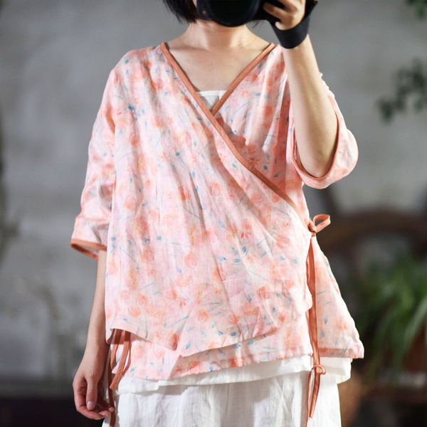 johnature women bandage shirts print floral blouses 2020 new summer new v-neck chinese style women half sleeve shirts and, White
johnature women bandage shirts print floral blouses 2020 new summer new v-neck chinese style women half sleeve shirts and, White