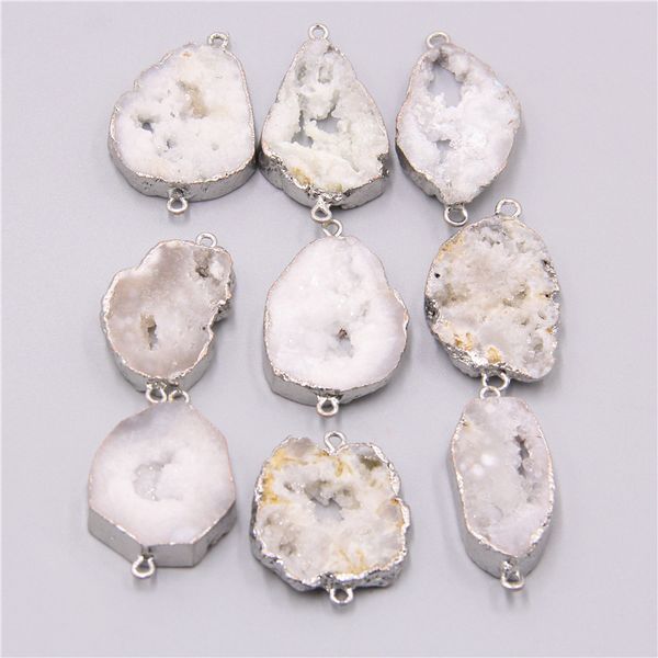 natural white gem stone connector geode silver tone irregular bracelet accessories druzy quartz crystal connector pendant charm
natural white gem stone connector geode silver tone irregular bracelet accessories druzy quartz crystal connector pendant charm