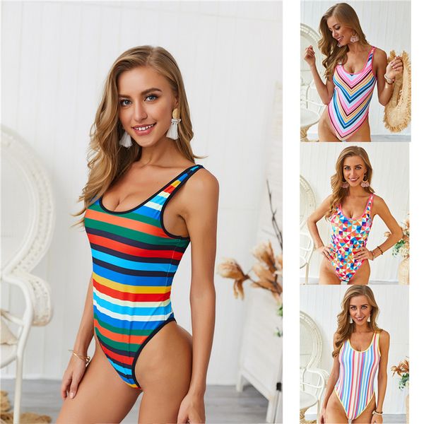 women swimming equipment lady contrast color monokini female round neck water sports wear women swim wear striped print one piece suits
women swimming equipment lady contrast color monokini female round neck water sports wear women swim wear striped print one piece suits