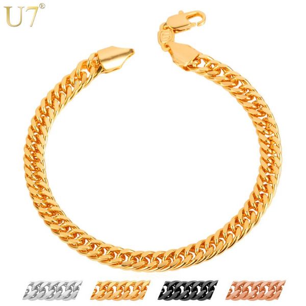 u7 chain bracelet men gold color jewelry wholesale trendy 6 mm 21cm cuban link chain bracelet men jewelry h618, Black
u7 chain bracelet men gold color jewelry wholesale trendy 6 mm 21cm cuban link chain bracelet men jewelry h618, Black